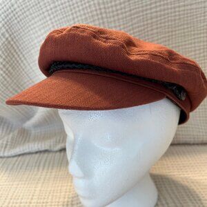 Brixton Unisex Fiddler Cap in Rust M Rust Cotton Fisherman Newsboy Style